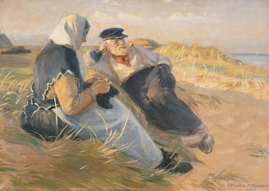 Fisherman Anders Velle and his wife, Ane, on Skagen beach - Michael Peter Ancher