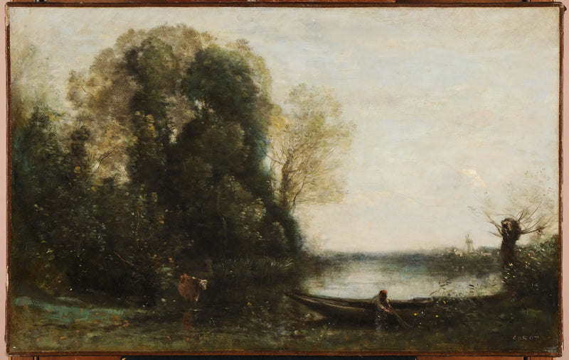 The Fisherman in a Boat at the Shore - Jean-Baptiste Camille Corot