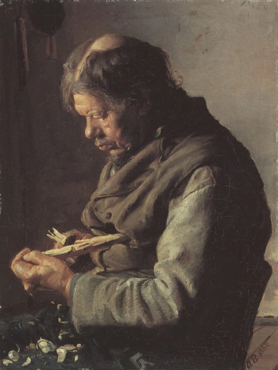 Fisherman Lars Gaihede carves a stick - Anna Ancher