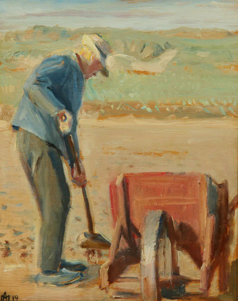 Fisherman Ole Markstrøm is working on the beach. - Michael Peter Ancher