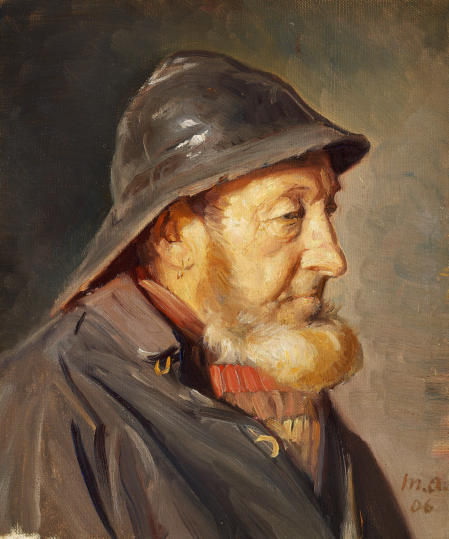 Fisherman Ole Svendsen, seen in profile. - Michael Peter Ancher
