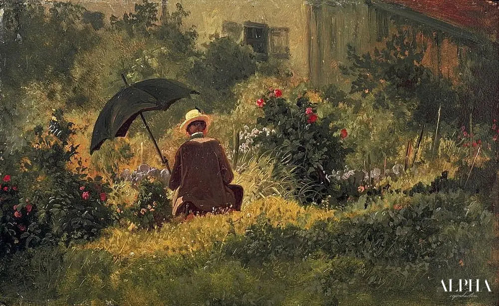 Le peintre dans le jardin - Carl Spitzweg - Reproductions de tableaux et peintures haut de gamme