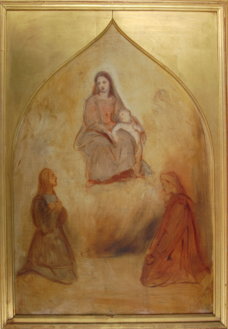 The painter Raphael and the poet Dante in adoration before the Holy Virgin and the Child - Ary Scheffer