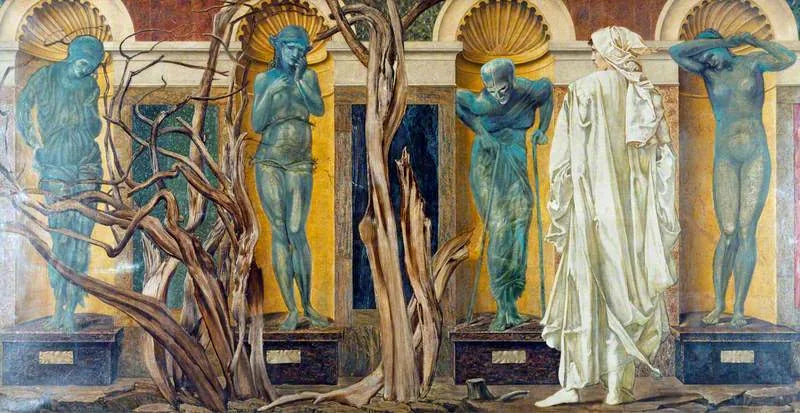 The Pilgrim Outside the Garden of Idleness (Scene from the 'Roman de la rose') - Edward Burne-Jones