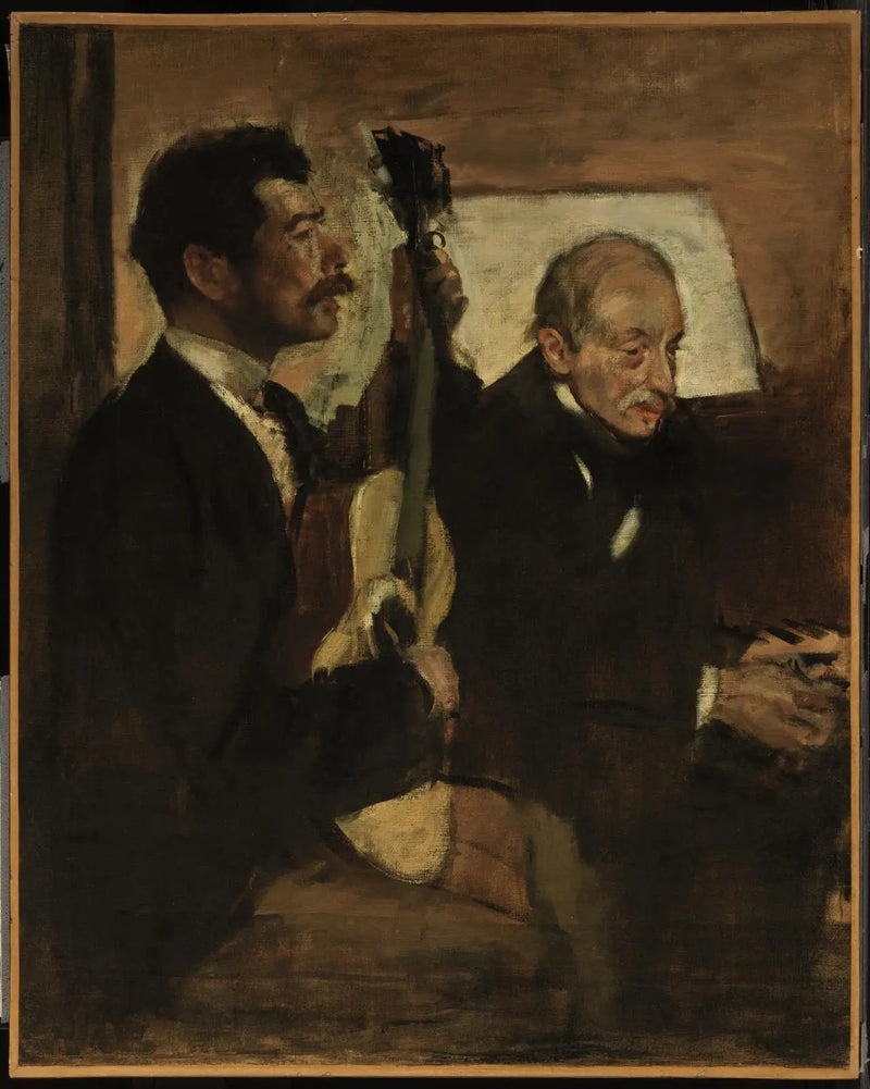 The father of Degas listening to Lorenzo Pagans play the guitar - Edgar Degas