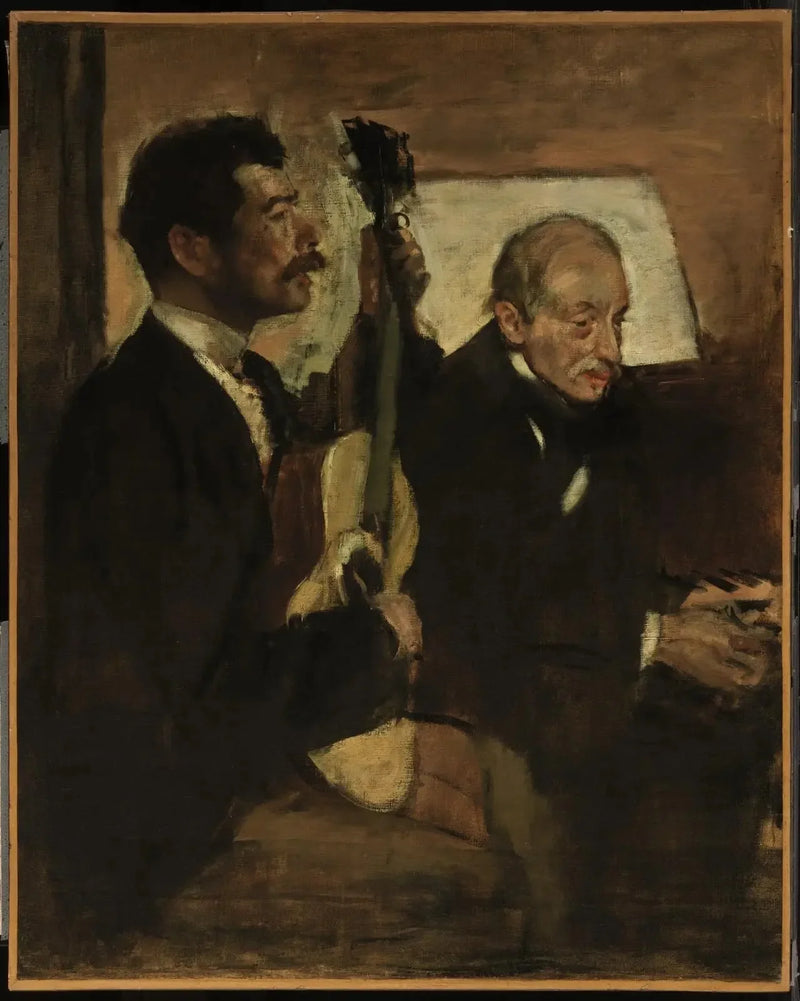 The father of Degas listening to Lorenzo Pagans play the guitar - Edgar Degas