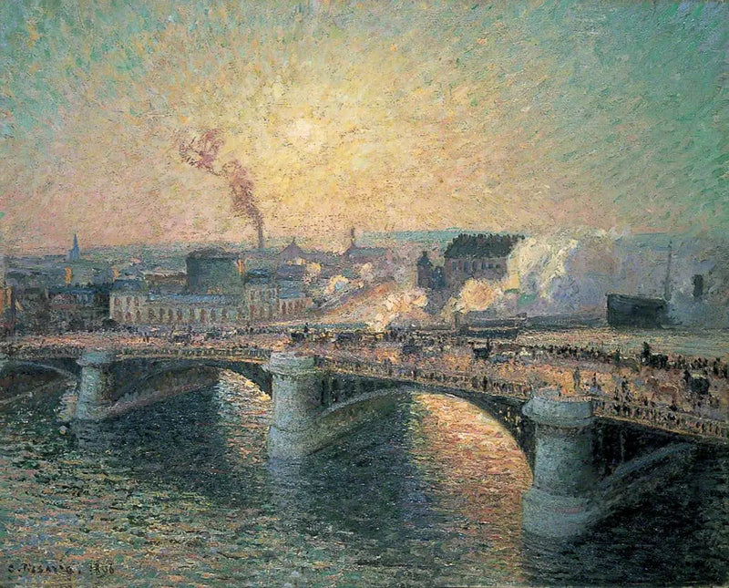 The Boieldieu Bridge, Rouen, Sunset - Camille Pissarro