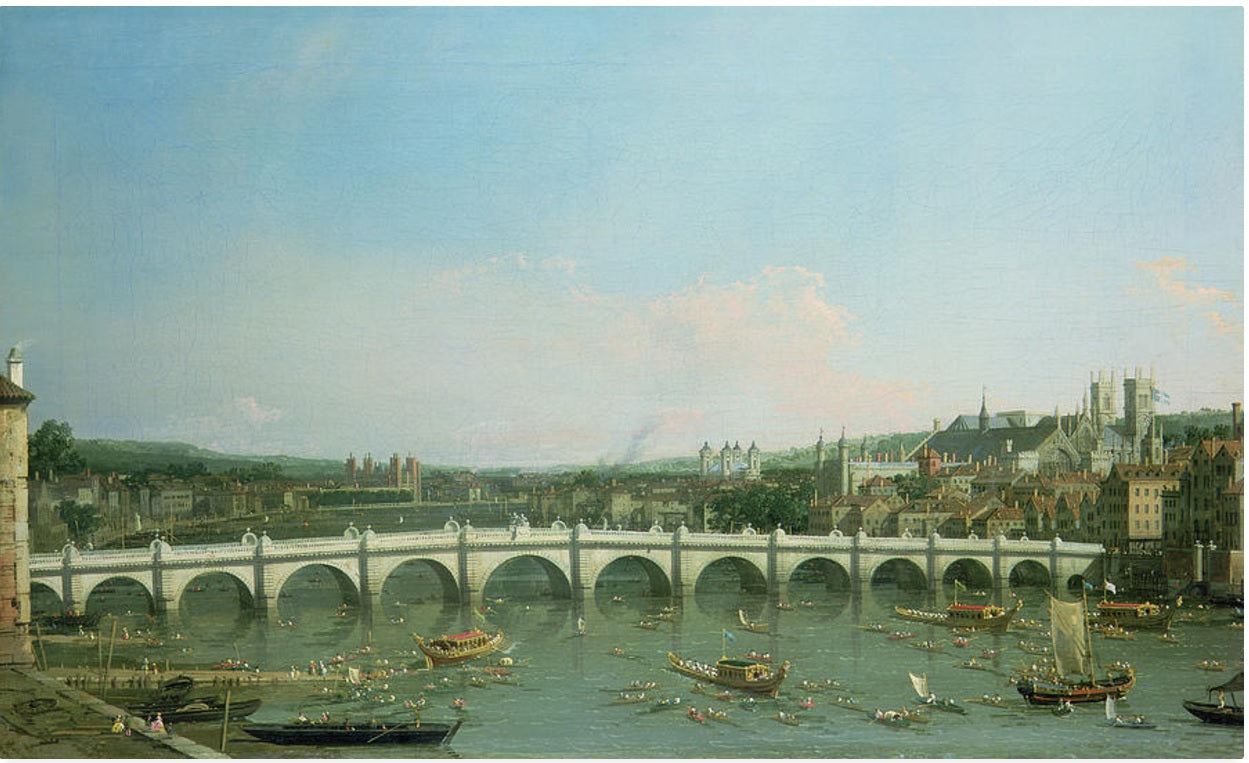 Westminster Bridge seen from the north with the Lord Mayor's procession - Canaletto