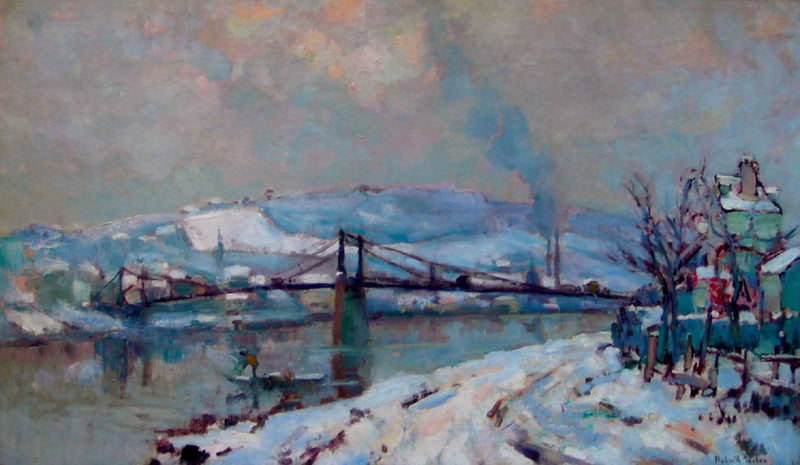 The Elbeuf Bridge under the snow - Robert Antoine Pinchon