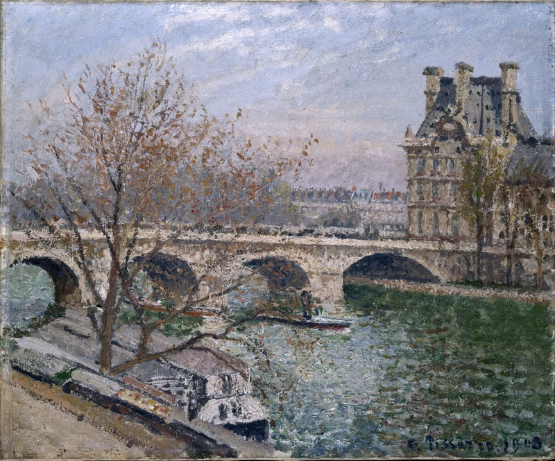 The Royal Bridge and the Pavilion of Flore, Morning, Sun - Camille Pissarro