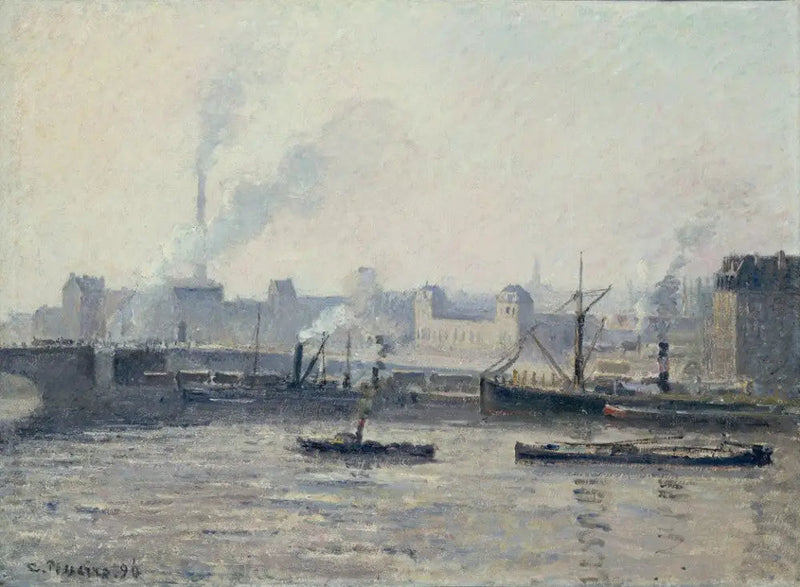 The Saint-Sever Bridge, Rouen: Mist - Camille Pissarro