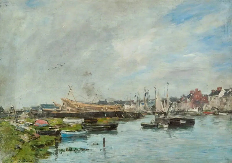 The Port of Trouville, Shipyard - Eugène Boudin