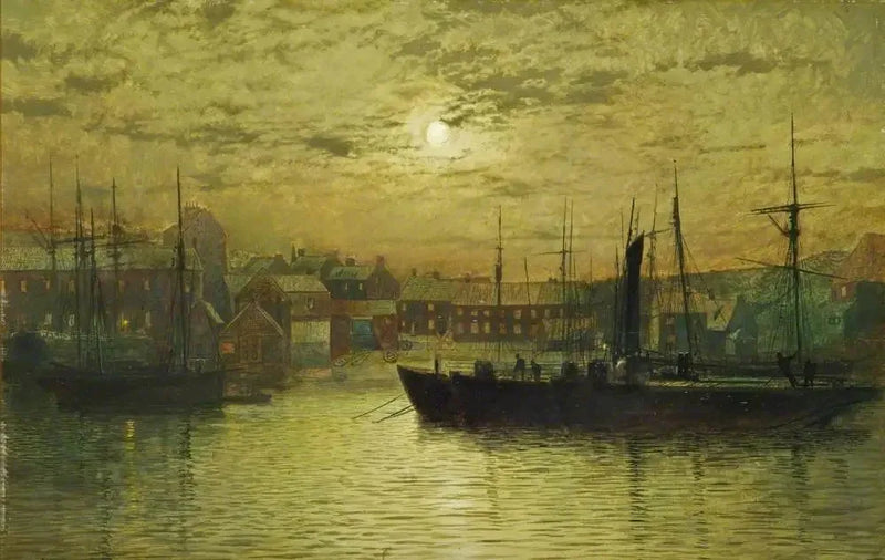 Whitby Harbour at Moonlight - John Atkinson Grimshaw