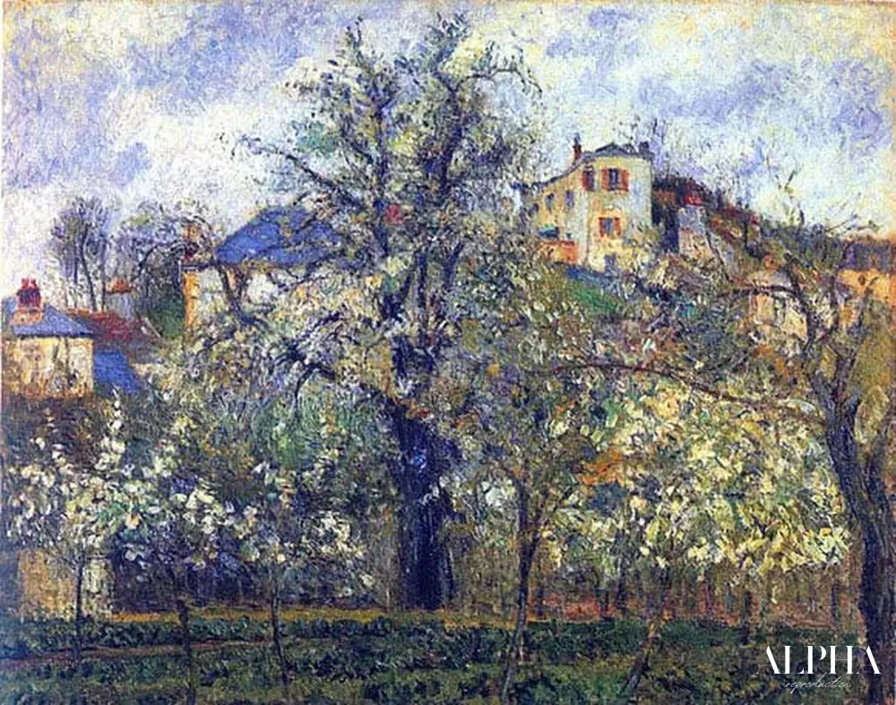 Le potager avec des arbres en fleurs, printemps, Pontoise - Camille Pissarro - Reproductions de tableaux et peintures haut de gamme