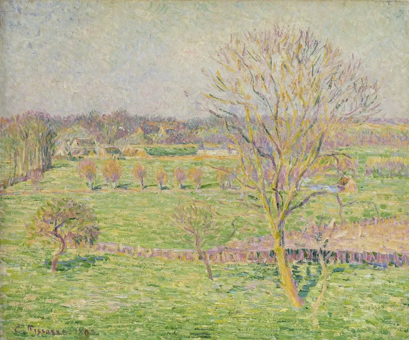 The Meadow and the Large Walnut Tree, Spring, Eragny - Camille Pissarro