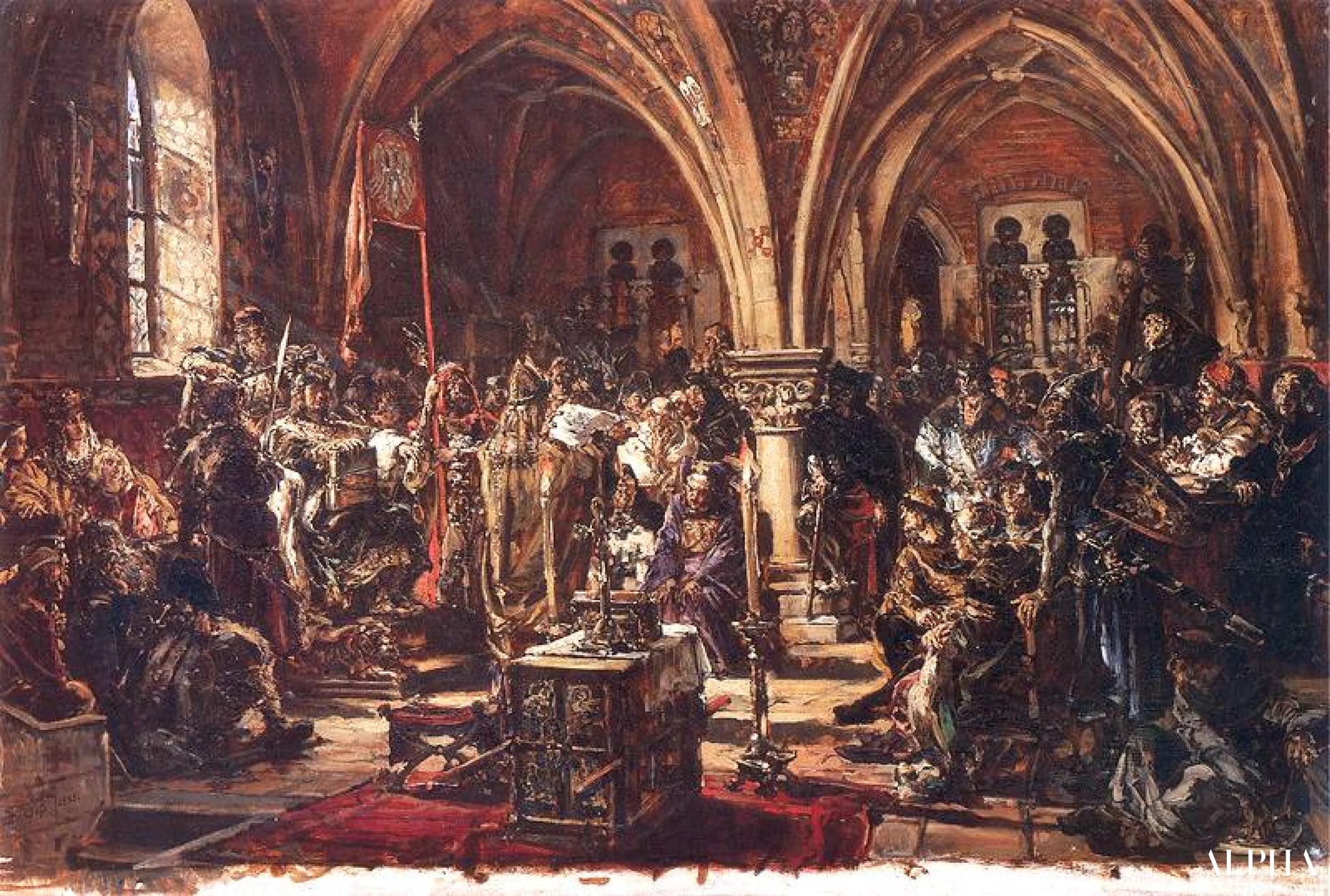 The First Sejm, Recording of laws A D 1182 - Jan Matejko - High-end reproductions of paintings and artworks
