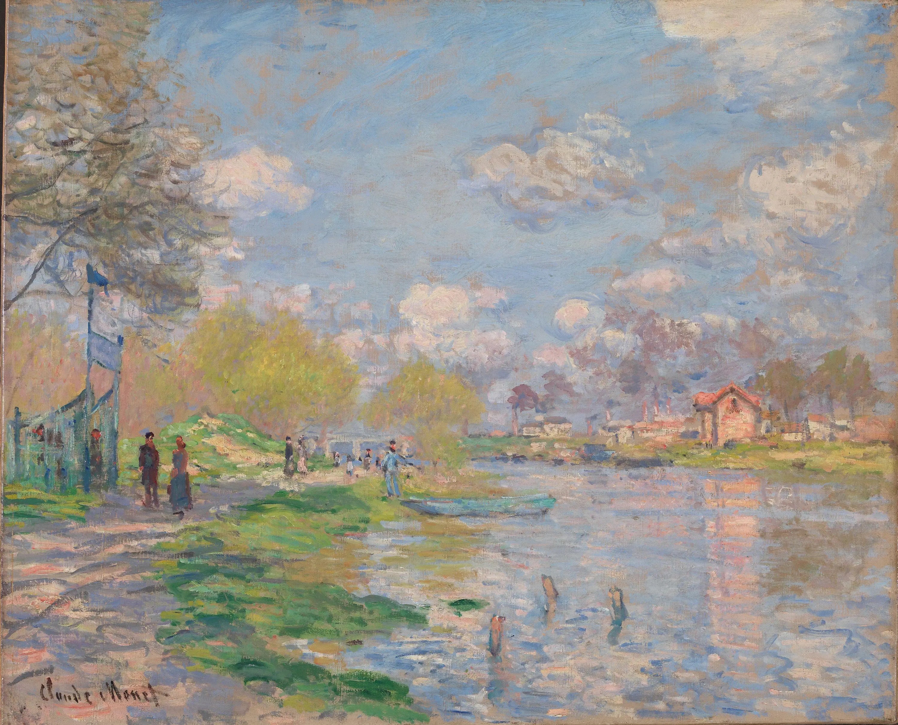 Reproduction du tableau « Le printemps près de la Seine - Claude Monet » par Alpha Reproduction en peinture à l’huile
