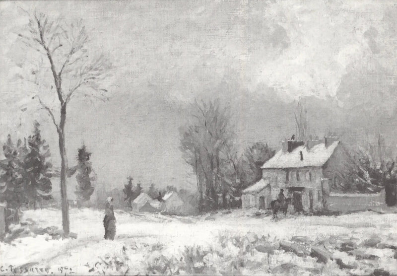 The Post Relay, Versailles Road, Louveciennes, Snow - Camille Pissarro