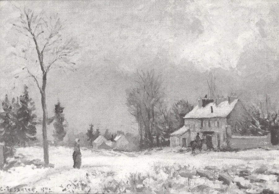 The Post Relay, Versailles Road, Louveciennes, Snow - Camille Pissarro