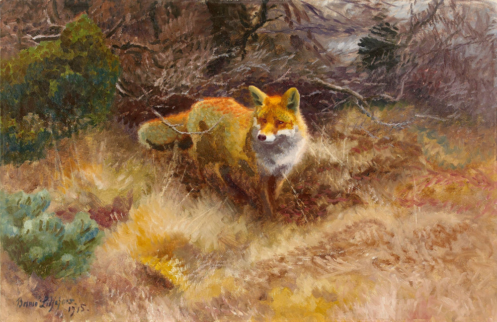 Le renard et le paysage - Bruno Liljefors image 1 copie peinte à la main à l’huile