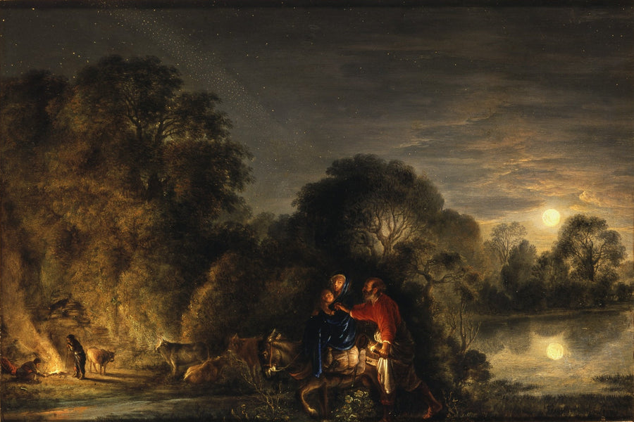 Le Repos pendant la fuite en Égypte - Adam Elsheimer image 1 copie peinte à la main à l’huile