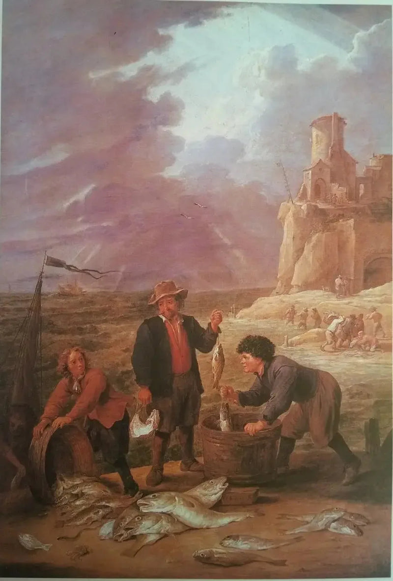 The return of the fishermen with their catch - David Teniers the Younger