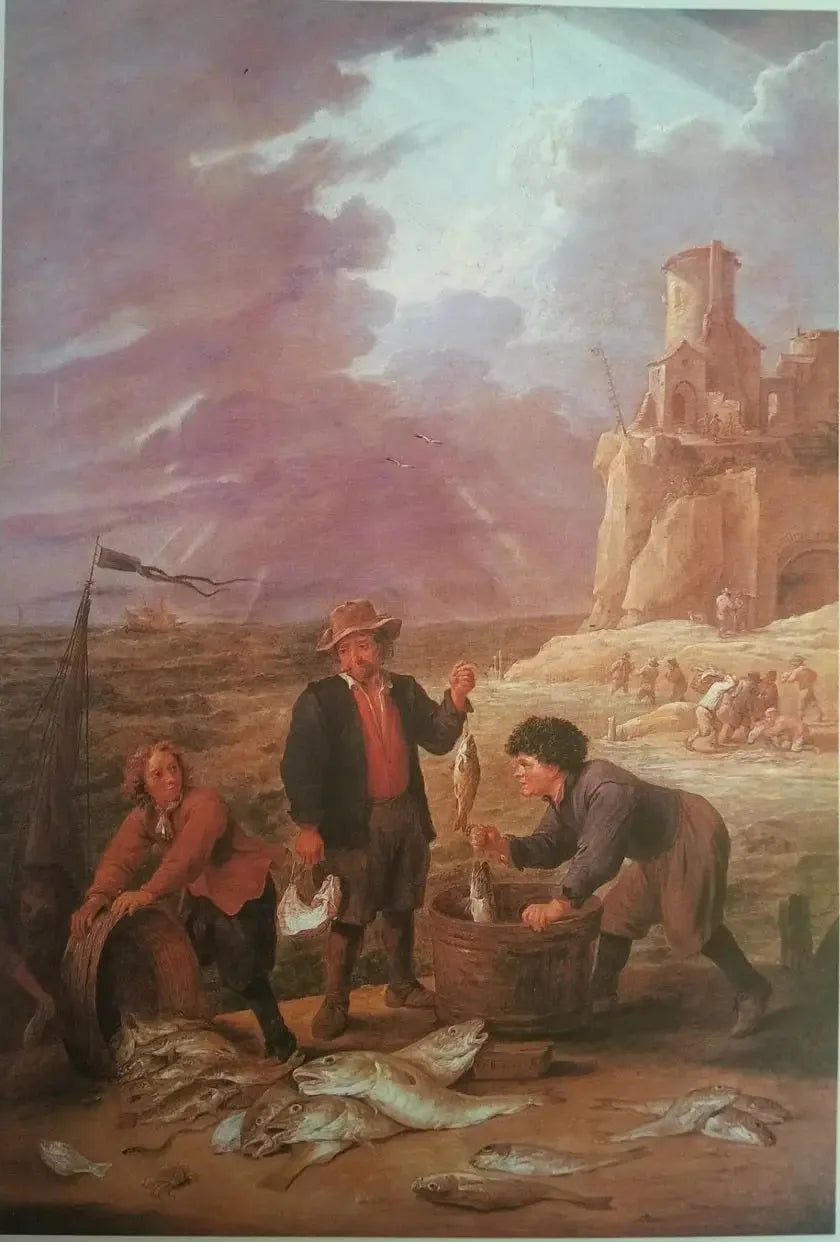 The return of the fishermen with their catch - David Teniers the Younger