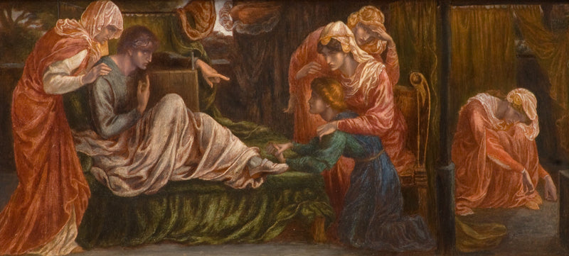 The Dream of Dante on the Day of Beatrice's Death (predella, right panel) - Dante Gabriel Rossetti