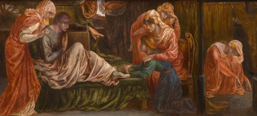 The Dream of Dante on the Day of Beatrice's Death (predella, right panel) - Dante Gabriel Rossetti
