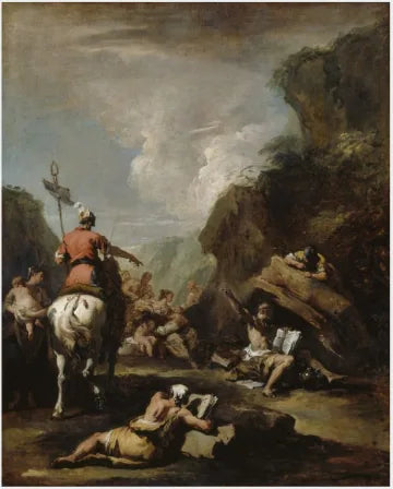 King Hiero II of Syracuse asks Archimedes to fortify the city - Sebastiano Ricci