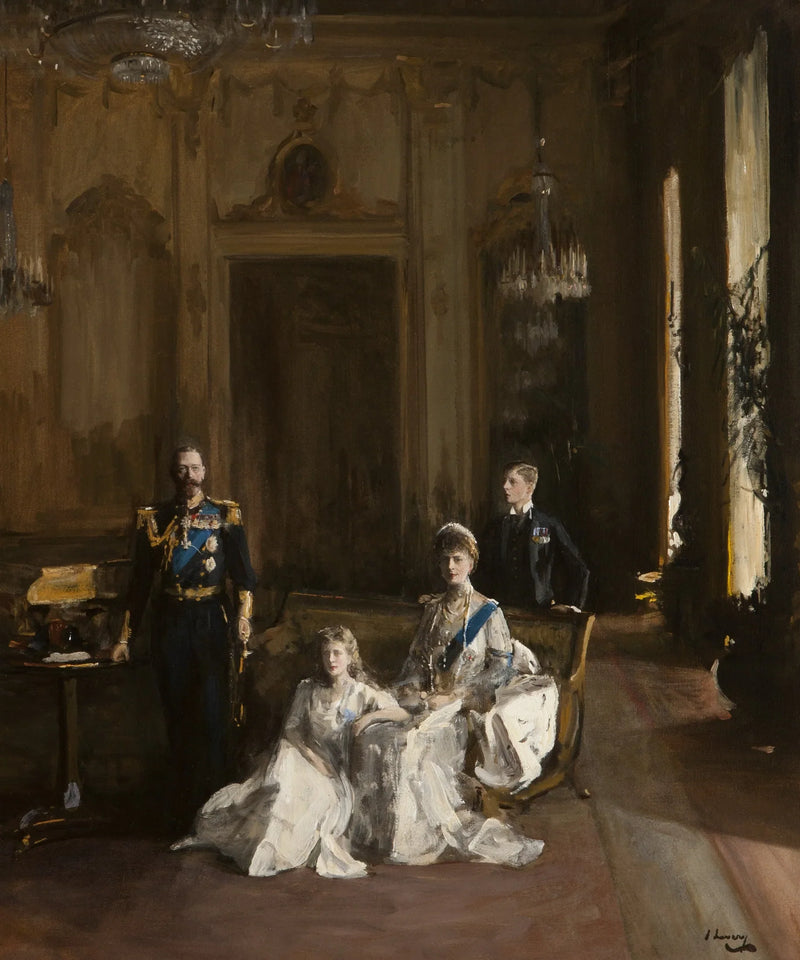 The King, the Queen, the Prince of Wales, Princess Mary, Buckingham Palace - John Lavery