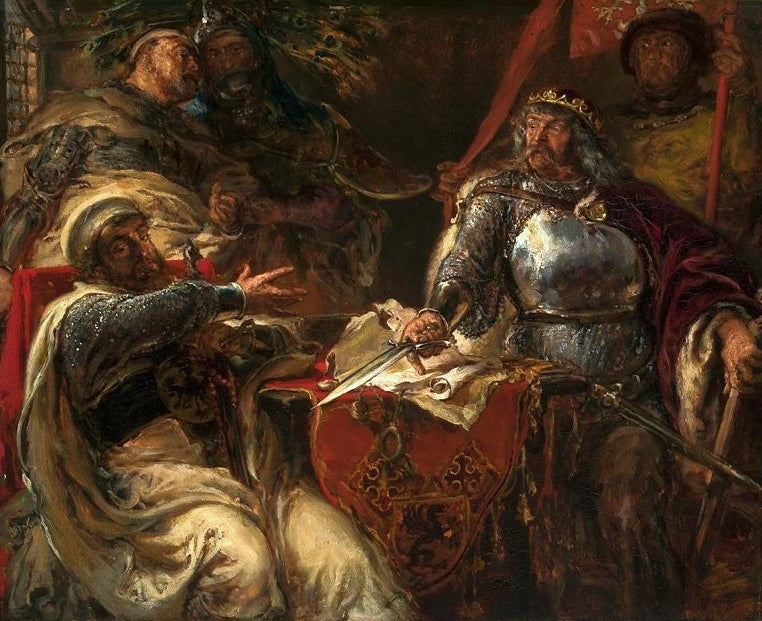 King Ladislas the Short breaks the agreements with the Teutonic Knights at Brześć Kujawski. - Jan Matejko