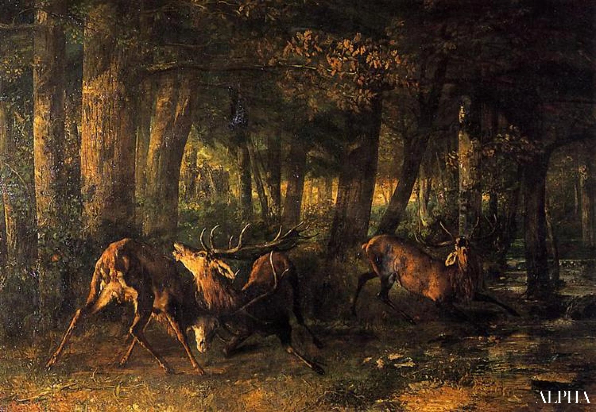 The Spring Rut Deer Fight - Gustave Courbet - High-end reproductions of paintings and artworks