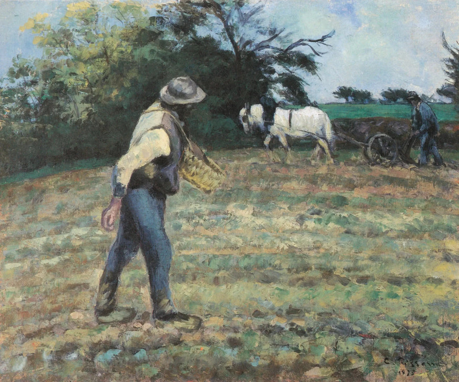 The Sower and the Ploughman, Montfoucault - Camille Pissarro