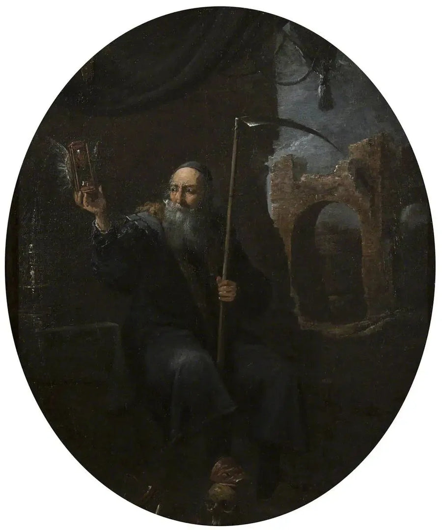 Time as an Old Man with a Scythe and a Winged Hourglass - David Teniers the Younger