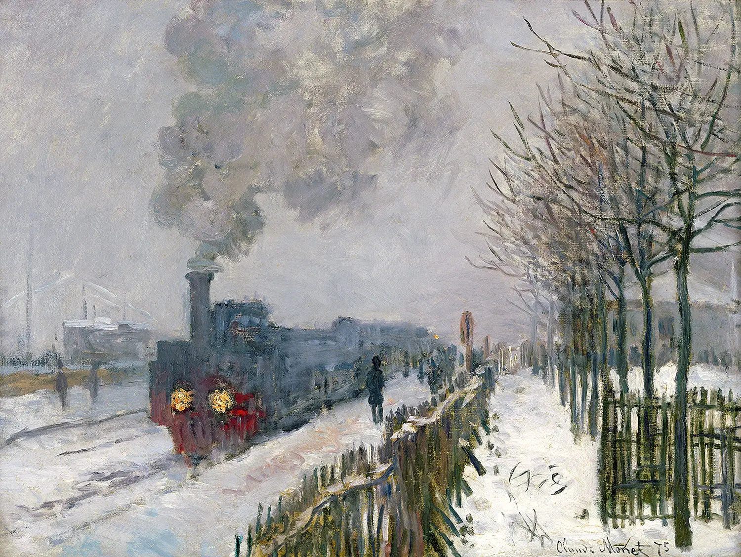 Le Train dans la neige - Claude Monet image 1 copie de tableau peinte à la main