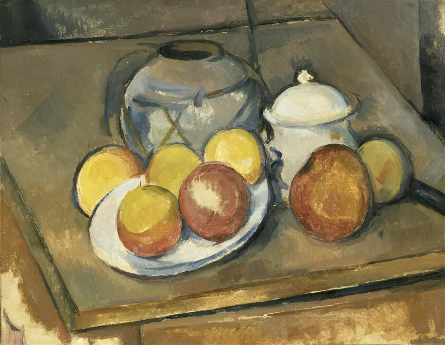 The straw vase, sugar bowl and apples - Paul Cézanne