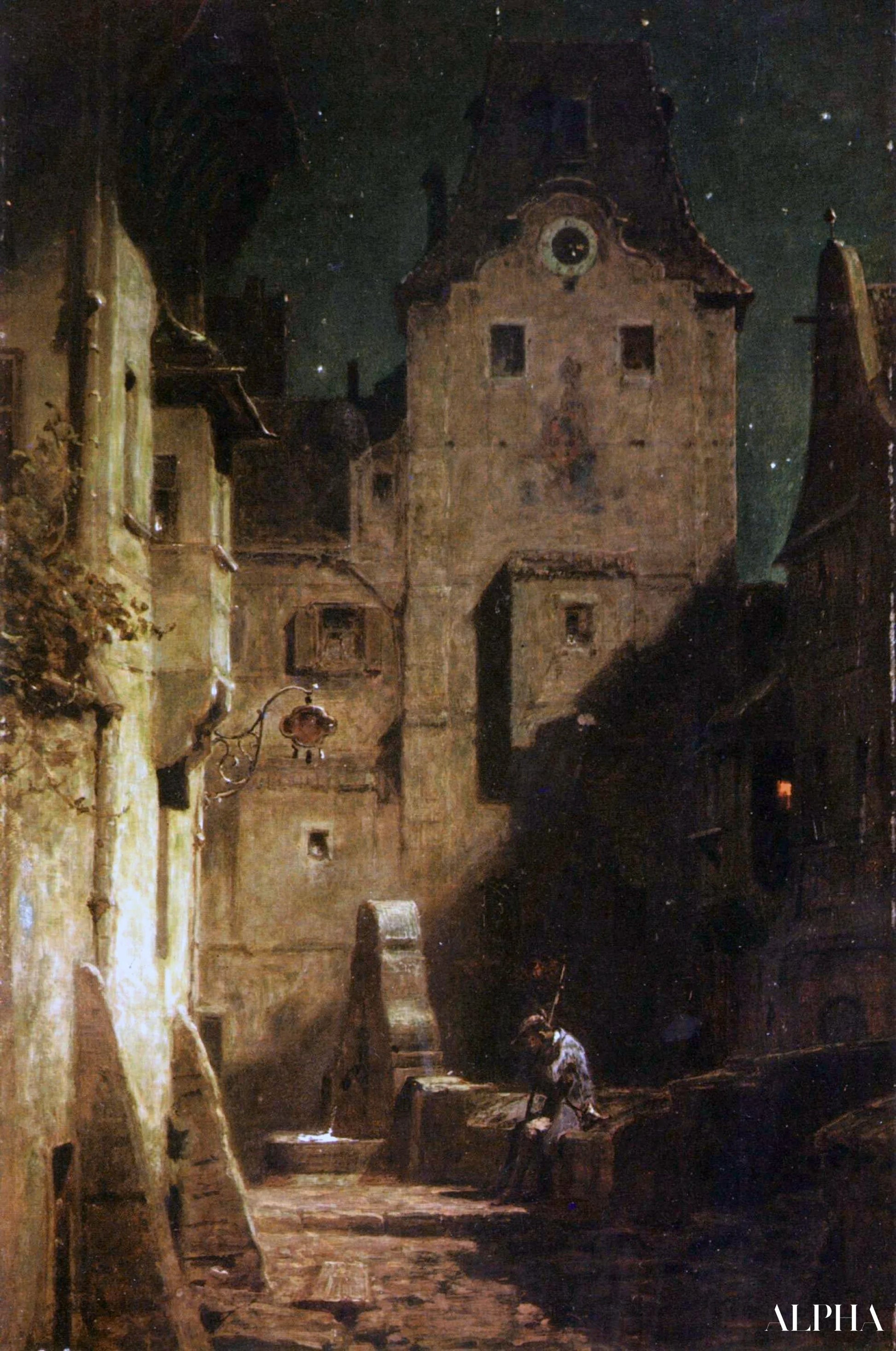 The Sleeping Night Watchman - Carl Spitzweg - High-end reproductions of paintings and artworks
