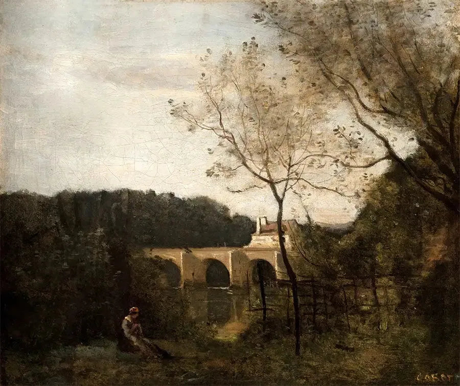 The Old Bridge at Mantes - Jean-Baptiste Camille Corot