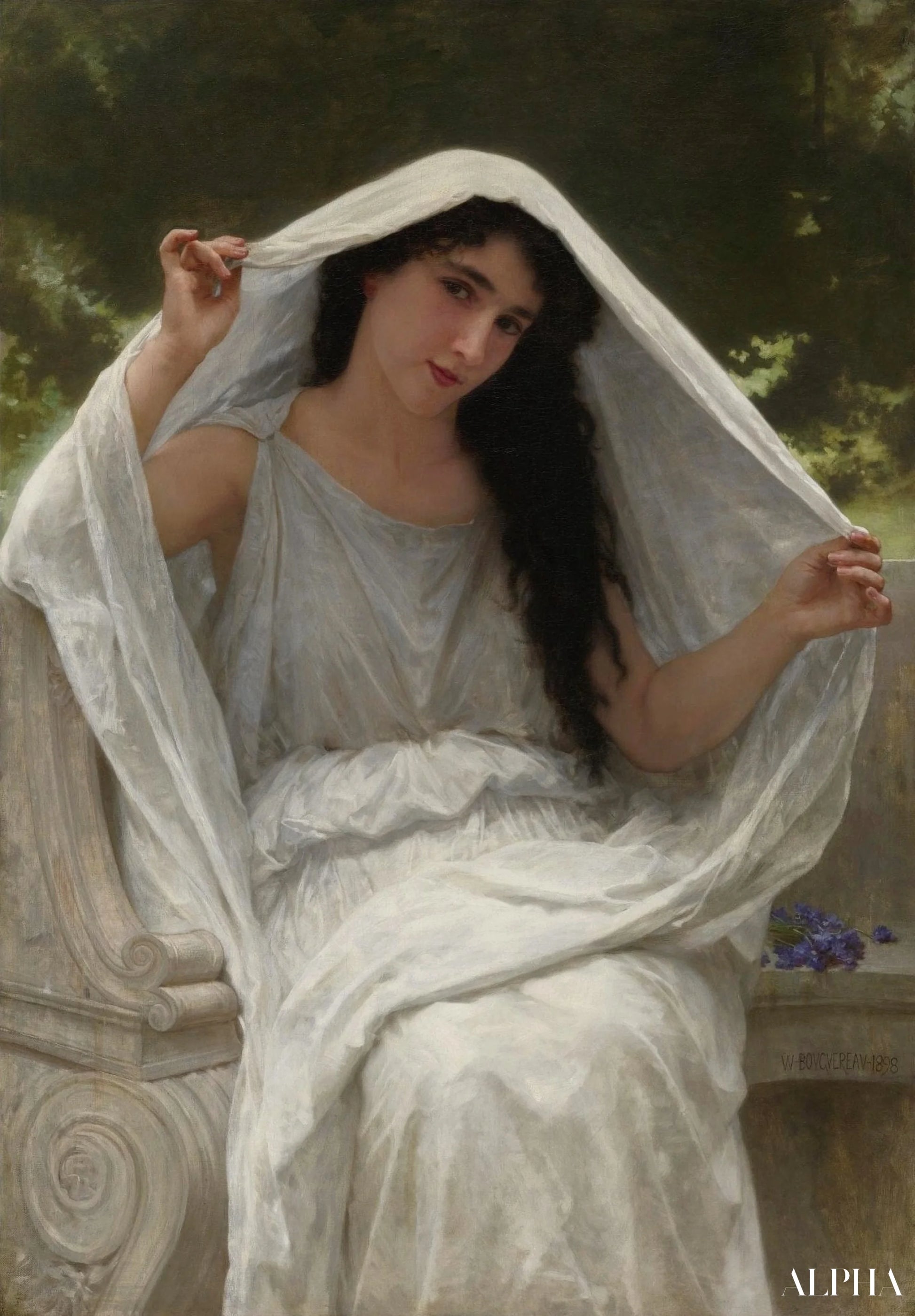 Le Voile - William Bouguereau - Reproductions de tableaux et peintures haut de gamme