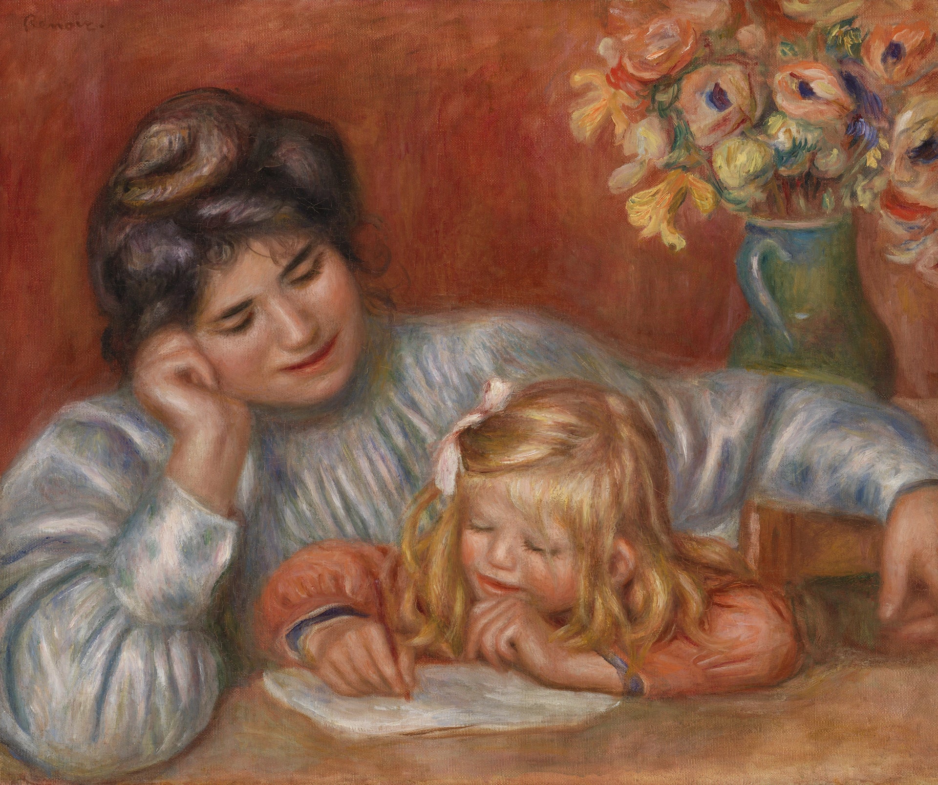 La Leçon d’écriture, vers 1905, Renoir, Barnes Foundation – reproduction peinture à l’huile