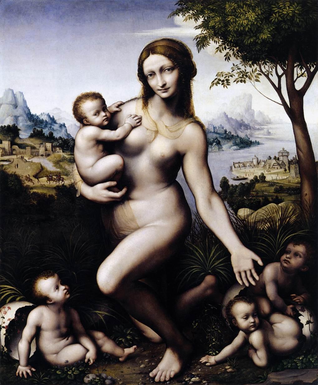 Reproduction du tableau « Léda avec ses enfants - Léonard de Vinci » par Alpha Reproduction en peinture à l’huile