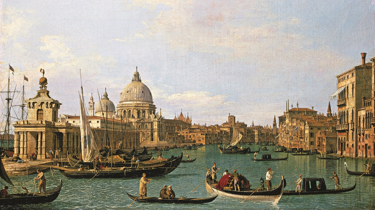 The entrance of the Grand Canal at Punta della Dogana and Santa Maria della Salute - Canaletto