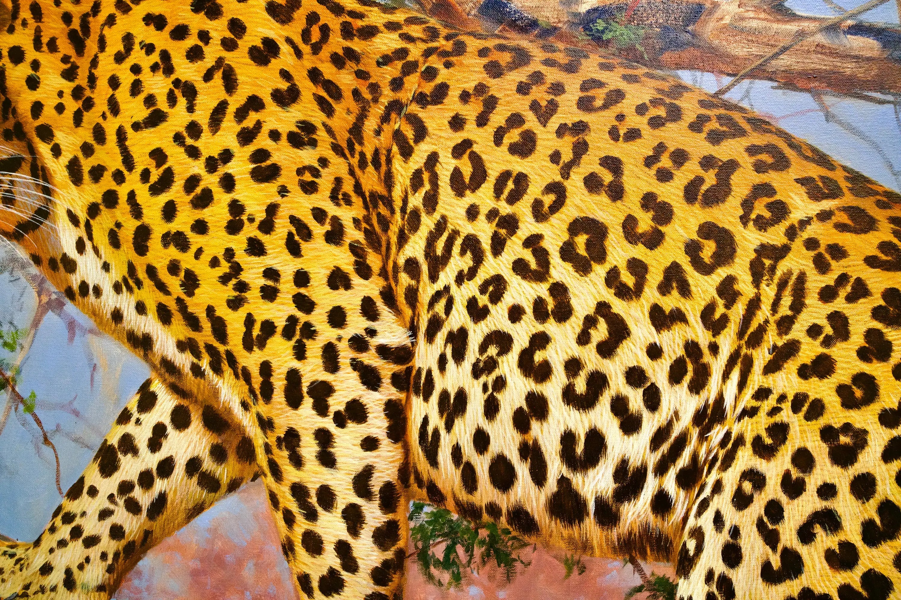 Léopard dans un arbre | 150 x 100 cm image 10 tableau peint à l’huile sur toile