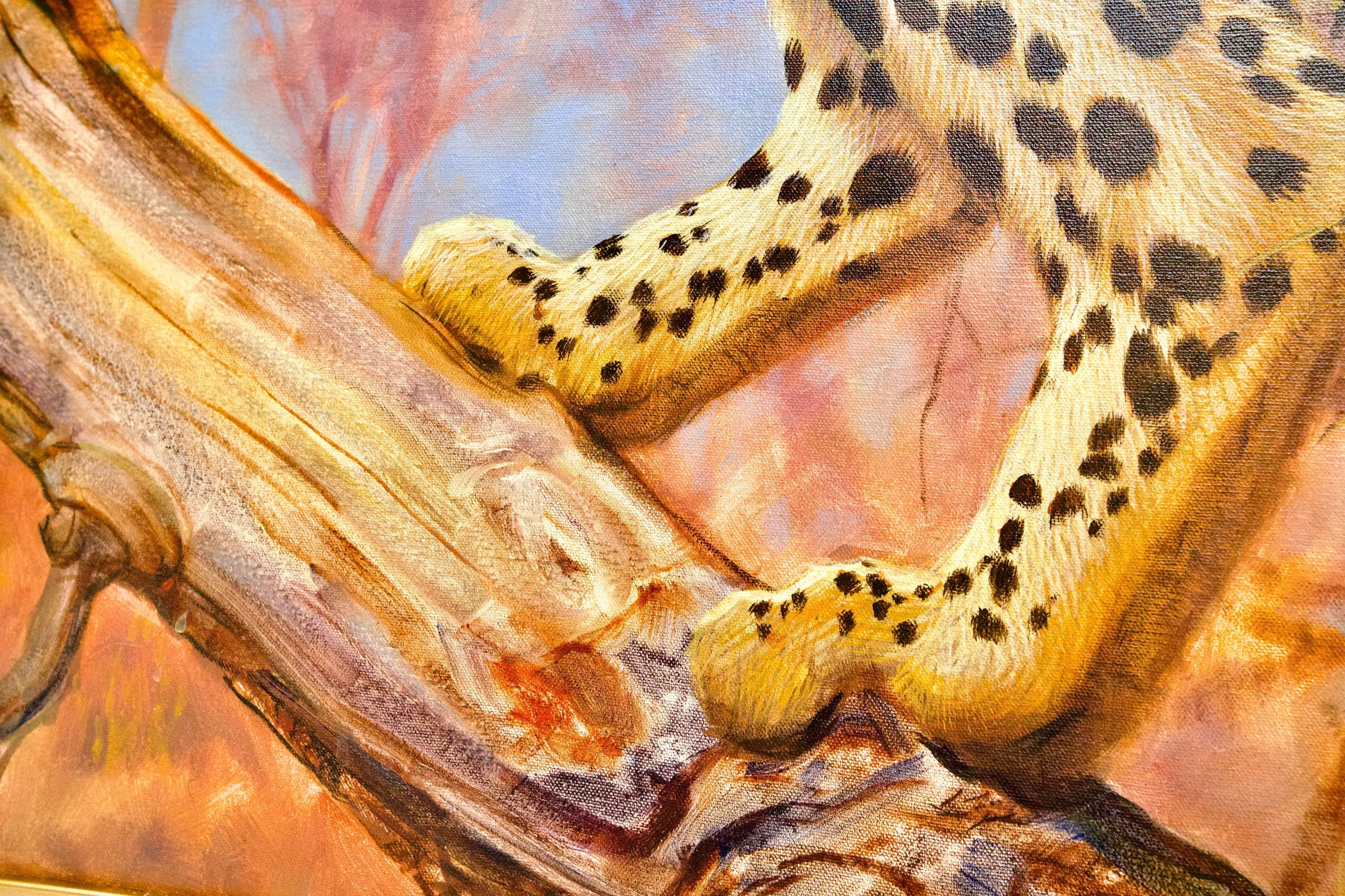 Léopard dans un arbre | 150 x 100 cm image 12 copie peinte à la main à l’huile
