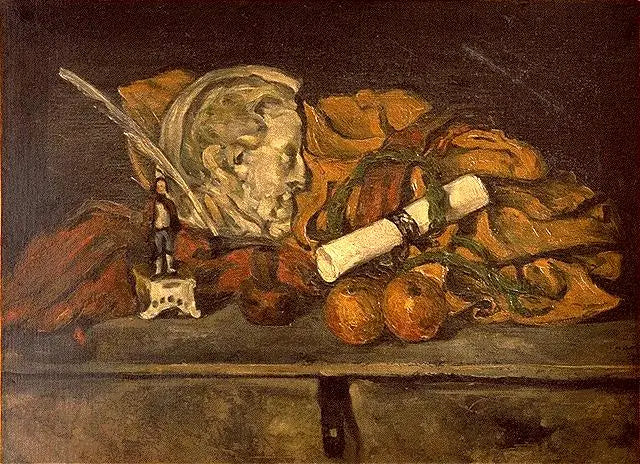 Cézanne's Accessories. Still Life with Medallion of Philippe Solari - Paul Cézanne
