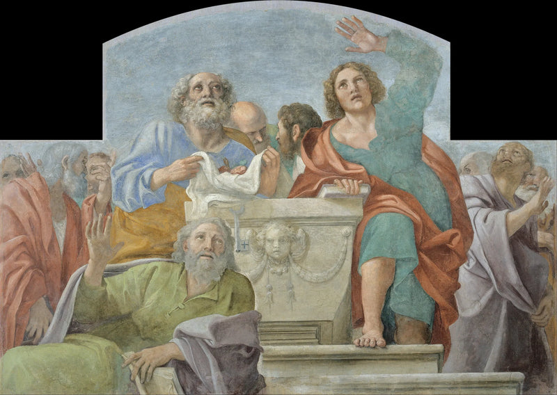 The apostles around the empty Sepulchre - Annibale Carracci