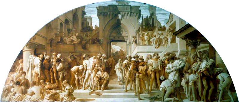 The arts of industry applied to war (drawing for a mural painting at the Victoria and Albert Museum) - Frederic Leighton
