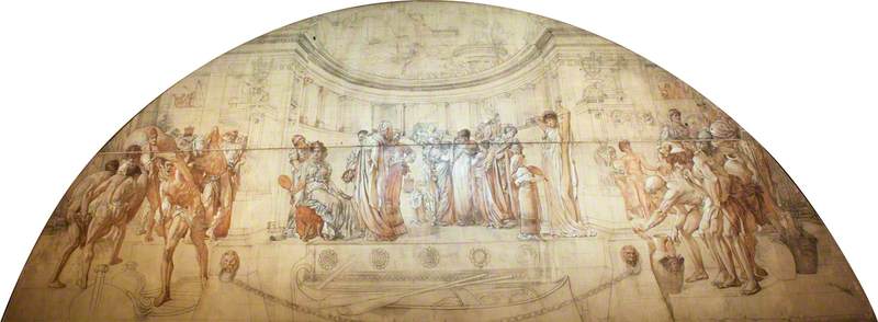 The arts of industry applied to peace (life-size drawing for a mural painting at the Victoria and Albert Museum) - Frederic Leighton