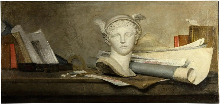The attributes of the Arts with a bust of Mercury - Jean Siméon Chardin